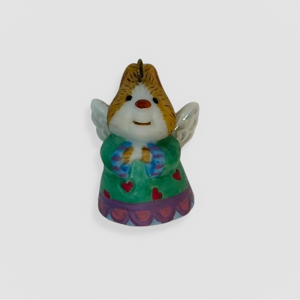Hallmark Miniature Ornament Celestial Bunny Bell Porcelain Angel Rabbit 2000